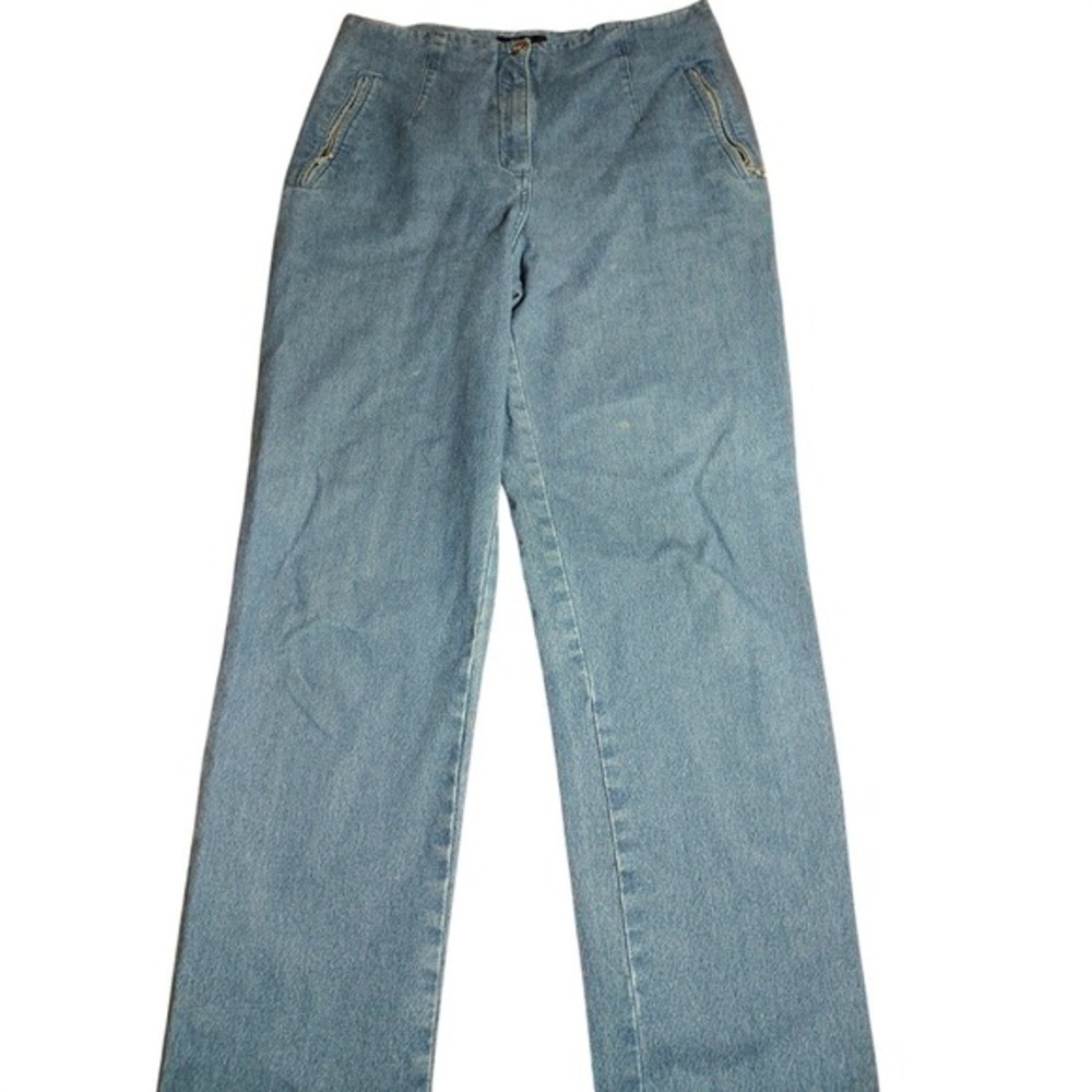 Vanilia Made in Italy Women's Blue‎ Denim Jeans Size 44 Regular Straight Leg zip